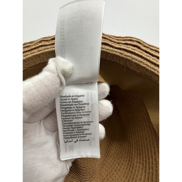 Lot Of 2 Mayoral beige fedora straw Hat Fits size 3-4-5 Blue Stripe Palm Trees - Picture 4 of 16